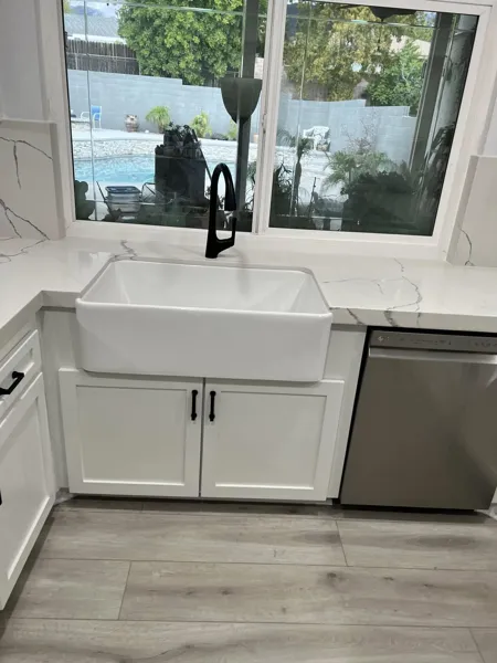 AJM Construction Services: farmhouse sink installed during a kitchen remodel in Canyon Lake