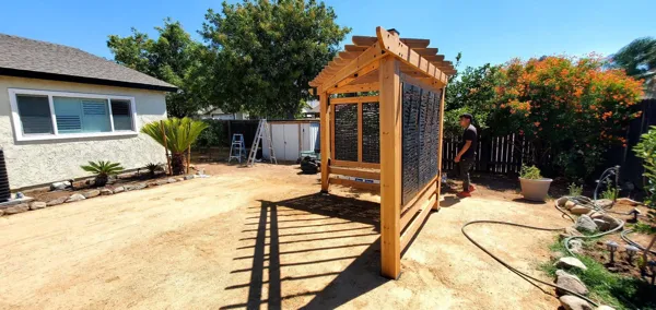 AJM Construction Services: backyard cedar pergola built in Canyon Lake
